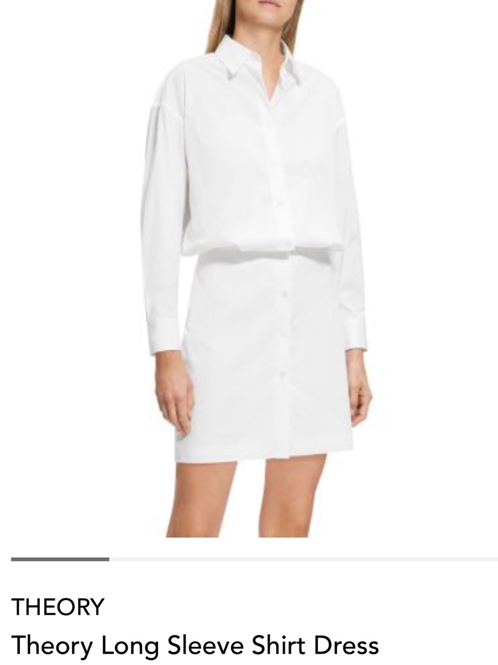 Theory Crisp White Button-Front Shirt Dress